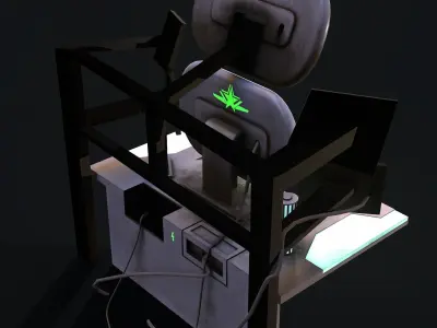 Sci-Fi Console Computer Base 4 Low-poly 3D model