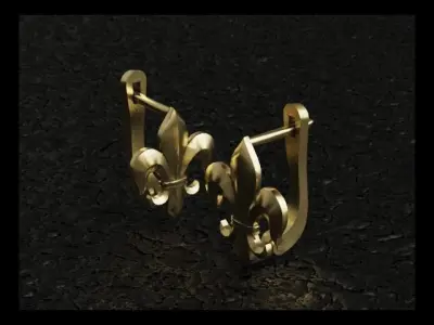 FLEUR DE LIS Hoop earrings  CLICK HINGE  3D print model