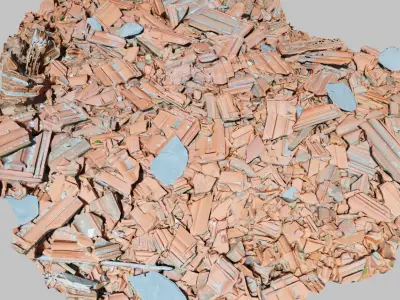 Roof Rubble Pile Debris Tiles Scan PBR Low-poly 3D model