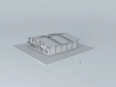 Cafeteria building with roof 3D model