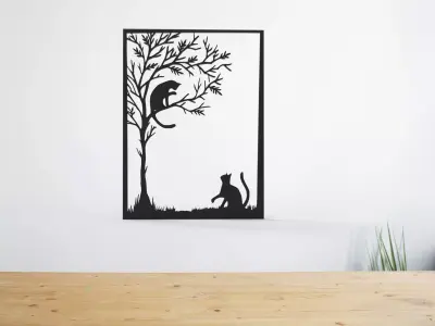 CAT WALL DECORATIVE 3D print model