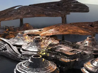 Ocean alien base rig 3 3D model