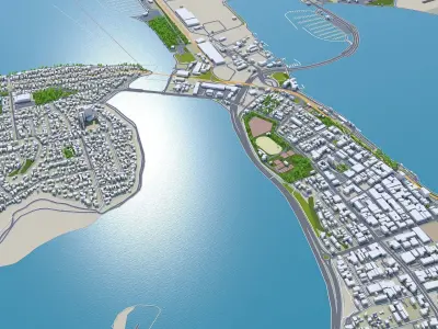 Tauranga New Zealand 40km Low-poly 3D model