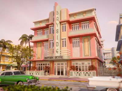 MIAMI VICE CITY ART DECO BUILDING 7 Low-poly 3D model