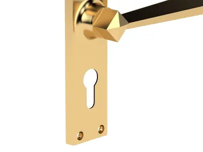 Sprung Door Handle Brass 3D model