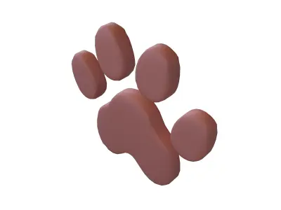 Dog Paw Print v1 002 Low-poly 3D model