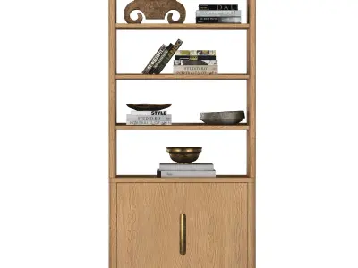 BRETON DOUBLE-DOOR OPEN SIDEBOARD and HUTCH 3D model