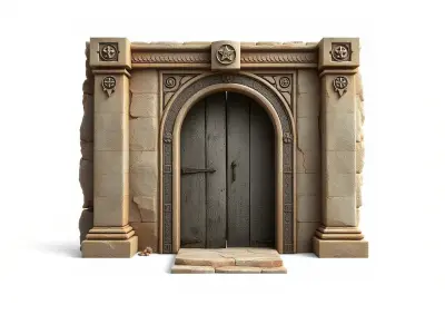 Medieval Stone Doorway Model Pack Low-poly 3D model