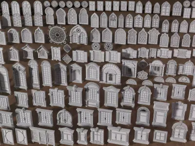 Windows Collection - 170 pieces Low-poly 3D model