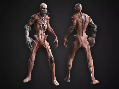 Cyber Zombie Low-poly 3D model