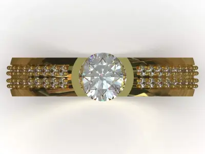 Ring Classic Solitaire Ring with Diamond model mr0298 3D print model