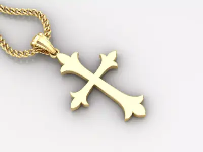 Light Gold 18K Cross Pendant 1CP049 3D print model