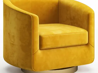 Hazel Deep Green Sky and Antique Brass Swivel Armchair Low-poly 3D model