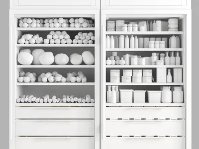 Showcase in a supermarket with fruits vegetables and spices 3D model