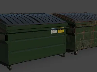 Industrial Garbage Dumpster Low-poly 3D model