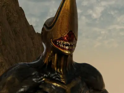 Warframe Monster Persona low poly and high poly Low-poly 3D model