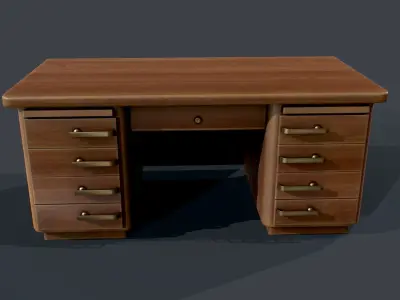 Desk Table Wooden Free low-poly 3D model