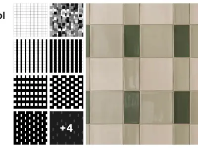 Subway and Square Tiles in Alternate Vertical Stacked Layout Texture