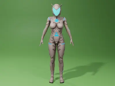 Cyber Girl 2-0 Low-poly 3D model