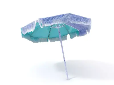 Teal Fringe Parasol model pack Low-poly 3D model