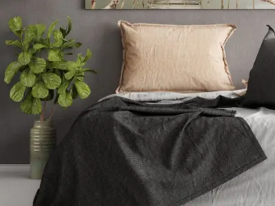 Bedroom set suspension bridge in mist - canvas 3D model