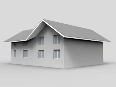 House with wooden structure 3D model