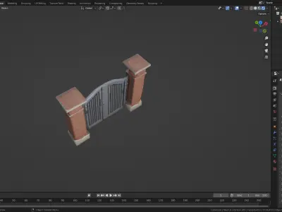 Low Poly Brick Fence gate 2 Low-poly 3D model