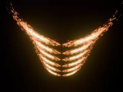 Sci fi VFX 3D stylist rigged fire wings modeling and animation  Low-poly 3D model