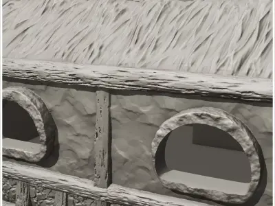 Medieval building with very high roof and entrance canopy 7 - Me 3D print model