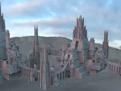 Dracula Castle towers with Larger City complex design 3D model