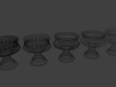 large flower pot 5 lods Low-poly 3D model