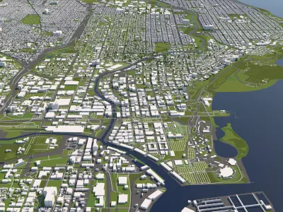 Milwaukee 50x50km City Map Model 3D model