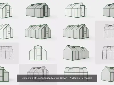 Collection of Greenhouse Merkur Green - 7 Models 3D Model Pack