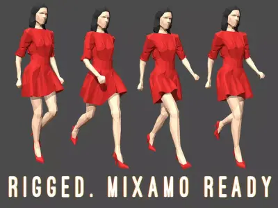 Rigged Lowpoly Woman Low-poly 3D model