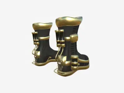 SciFi Boots A04 Black Gold - Character Design Fashion Low-poly 3D model