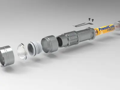 Flashlight with lens 3D model