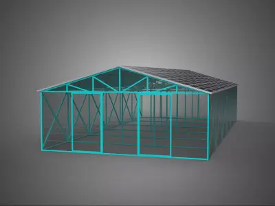 SOLAR POWERED GREENHOUSE HOTHOUSE GLASSHOUSE PLANT CROP GARDEN 3D model