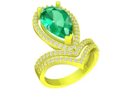 Pear Cut Halo Gemstone Ring 3D Model 4393 3D print model