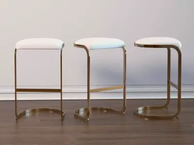 Chrome Cantilevered Bar Stool 3D model