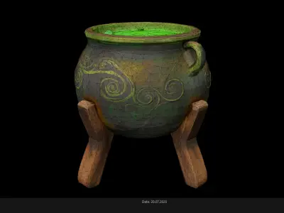 Low Poly Stylized Poison Cauldron Low-poly 3D model
