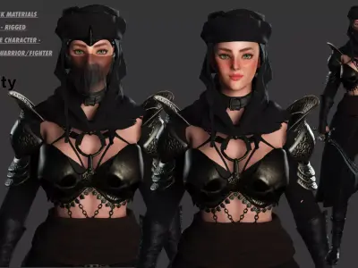 AAA 3D FANTASY CHARACTER - BEAUTIFUL ASSASSIN WARRIOR Low-poly 3D model
