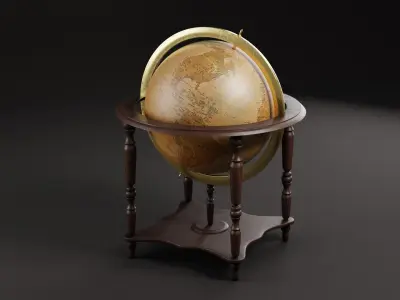 Vintage Floor Globe Low-poly 3D model