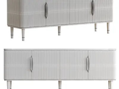 Off White Contemporary TV Stand 4 Doors 3D model