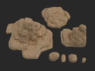 Lowpoly sandstone Kit bundle 3D model