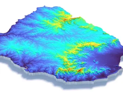 Uruguay Terrain country  3D model