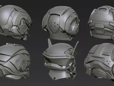 Sci-Fi Helmets Part 1 3D model