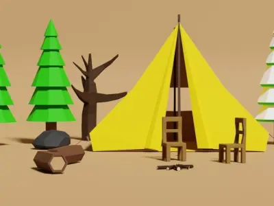 Camp Low Poly Free low-poly 3D model