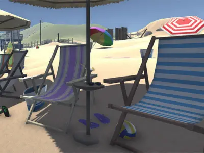 Summer Beach - Low Poly Low-poly 3D model