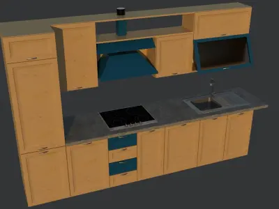 Kitchen counter with sink and oven Free 3D model