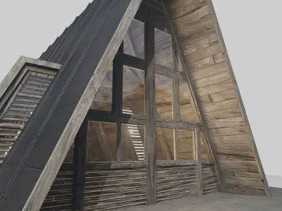 Triangular Wooden Modern House Low-poly 3D model